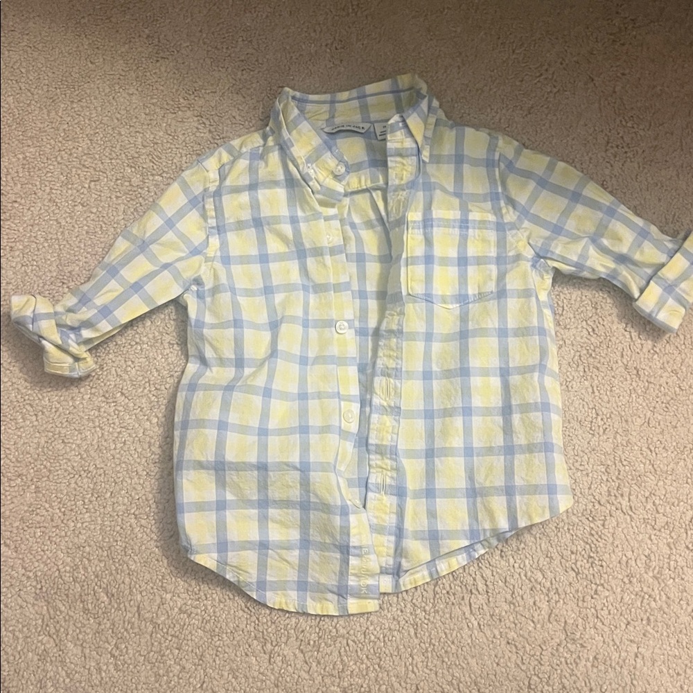 Janie and Jack Yellow and Blue Checkered Shirt